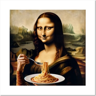 Spaghetti Smile Tee - Mona Lisa Pasta Parody for National Spaghetti Day Posters and Art